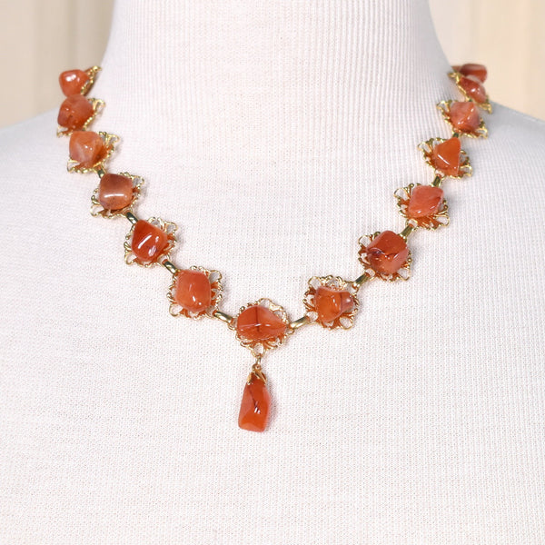 Orange Stone Necklace Set Cats Like Us