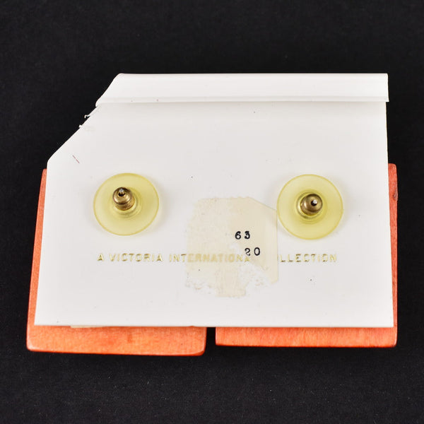 Orange Wood Square Earrings Cats Like Us
