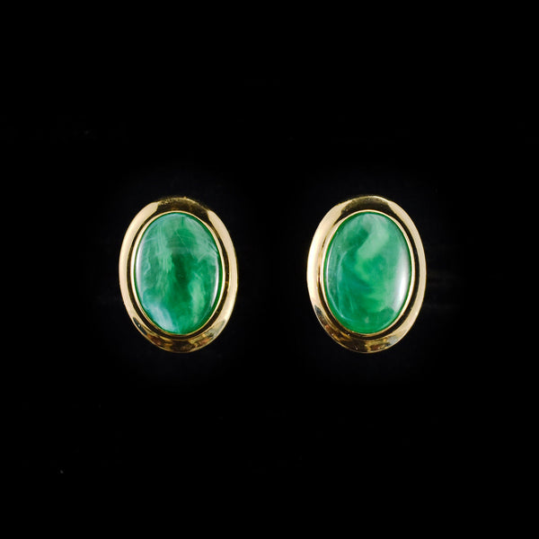 Oval Green Stone Vintage Cuff Links Cats Like Us