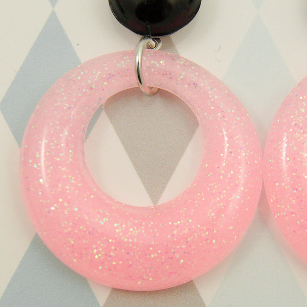 Pale Pink Drop Hoop Earrings Cats Like Us