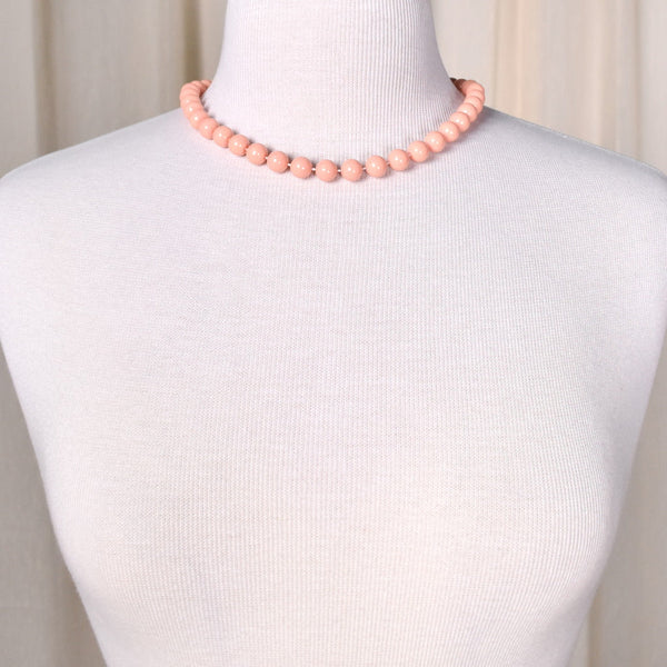 Peach Enamel Bead Necklace Cats Like Us