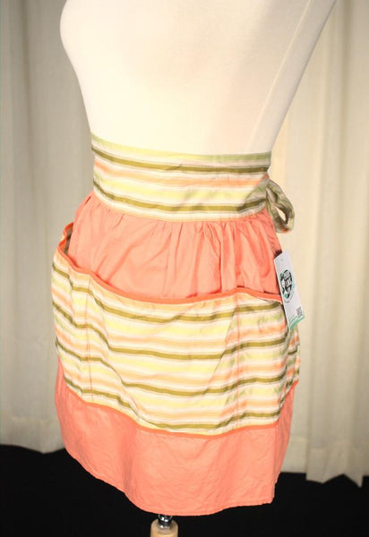 Peach & Tan Striped Vintage Apron Cats Like Us