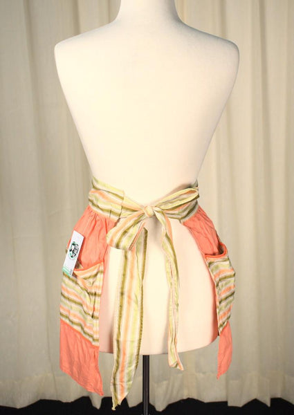 Peach & Tan Striped Vintage Apron Cats Like Us