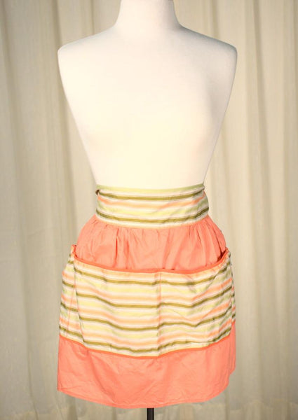 Peach & Tan Striped Vintage Apron Cats Like Us