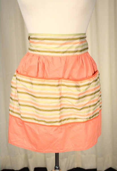 Peach & Tan Striped Vintage Apron Cats Like Us