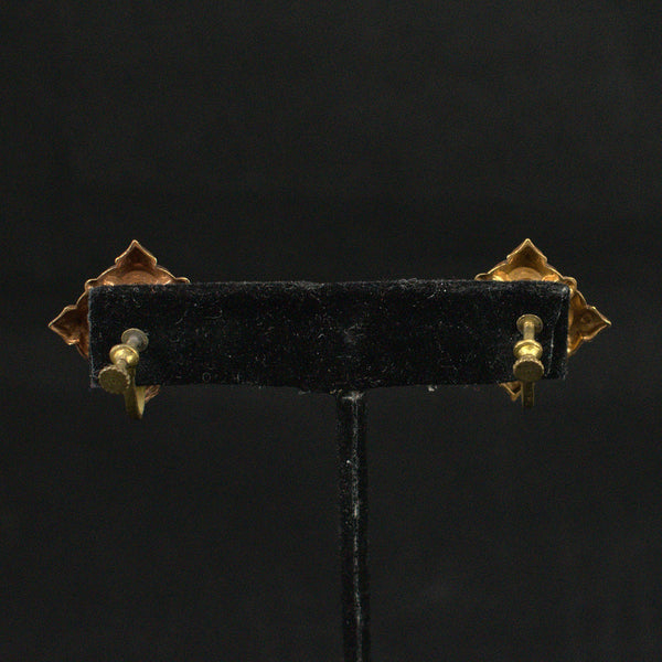 Pearl & Bronze Tile Vintage Earrings Cats Like Us