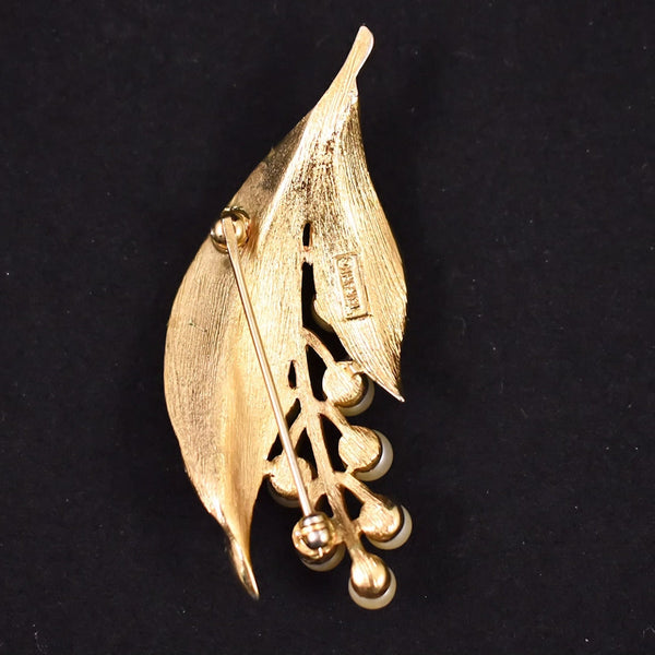 Pearl & Leaf Gold Brooch Cats Like Us