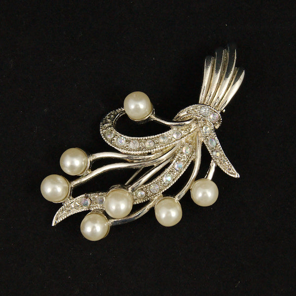 Pearl & Rhinestone Brooch Cats Like Us