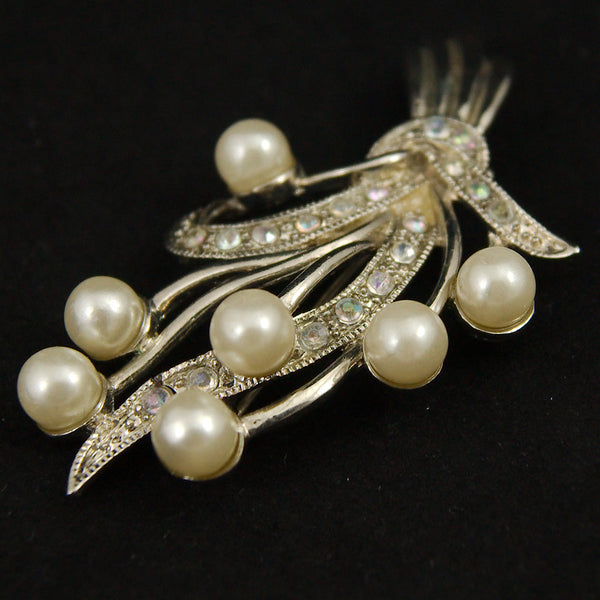 Pearl & Rhinestone Brooch Cats Like Us