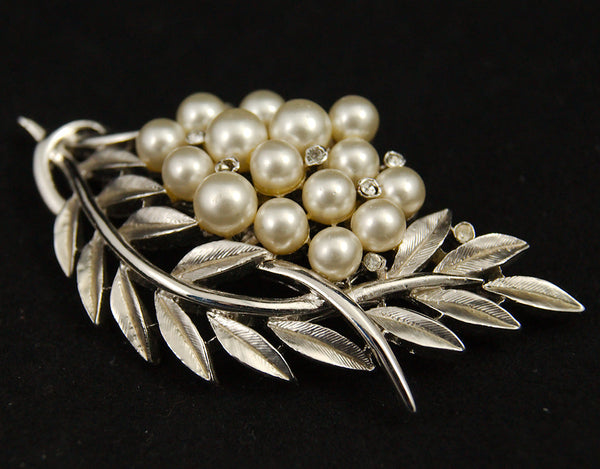 Pearl & Rhinestone Fern Brooch Cats Like Us