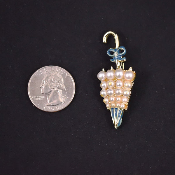 Pearl Umbrella Brooch Cats Like Us