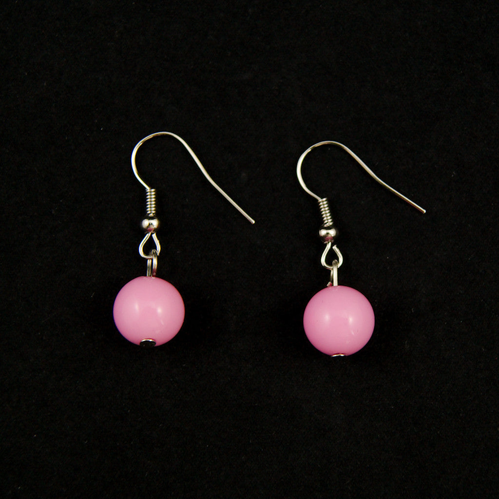 Pink Dangle Bead Earrings Cats Like Us