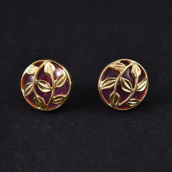 Pink Dot Gold Leaf Earrings Cats Like Us