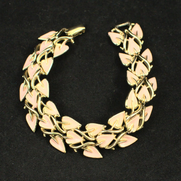 Pink Enamel Leaf Jewelry Set Cats Like Us