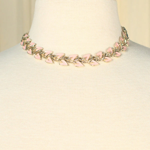 Pink Enamel Leaf Jewelry Set Cats Like Us