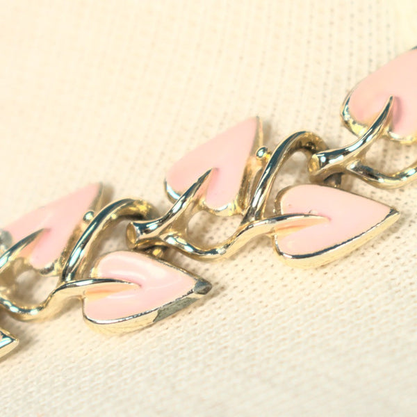 Pink Enamel Leaf Jewelry Set Cats Like Us