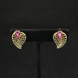 Cats Like Us Pink and Gold Leaf Vintage Earrings