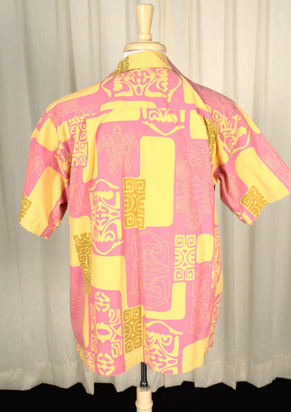 Pink & Yellow Tikis Aloha Shirt Cats Like Us