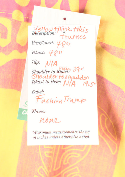 Pink & Yellow Tikis Aloha Shirt Cats Like Us