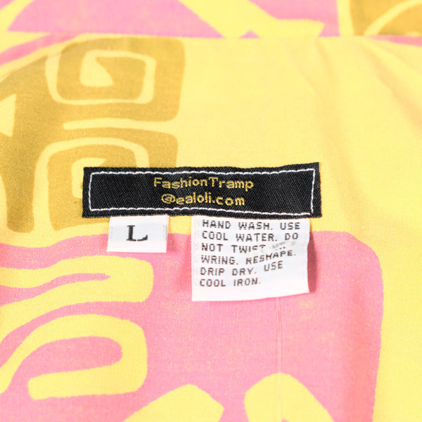 Pink & Yellow Tikis Aloha Shirt Cats Like Us