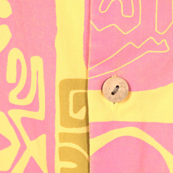 Pink & Yellow Tikis Aloha Shirt Cats Like Us