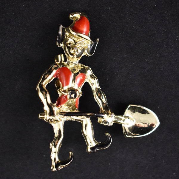Pixie Elf Gnome Shovel Brooch Cats Like Us