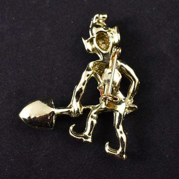 Pixie Elf Gnome Shovel Brooch Cats Like Us