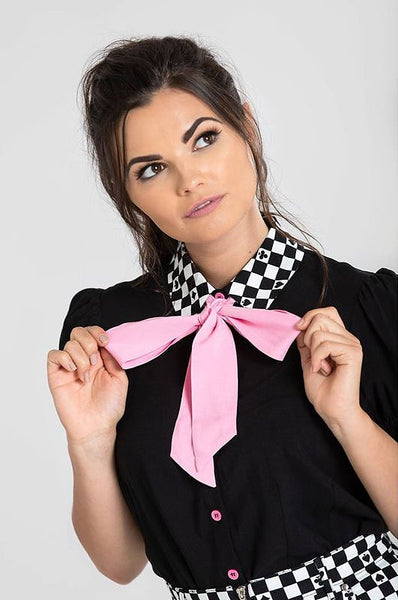 PokerFace Tie Blouse Cats Like Us