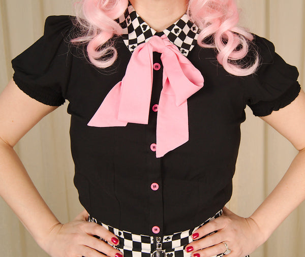 PokerFace Tie Blouse Cats Like Us