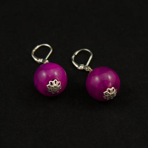 Purple Dangle Bead Earrings Cats Like Us
