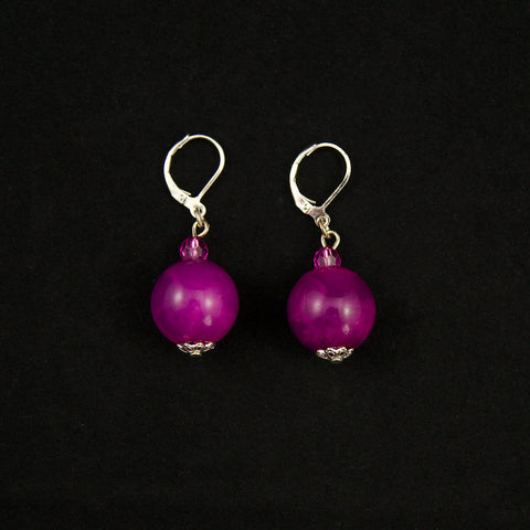 Purple Dangle Bead Earrings Cats Like Us