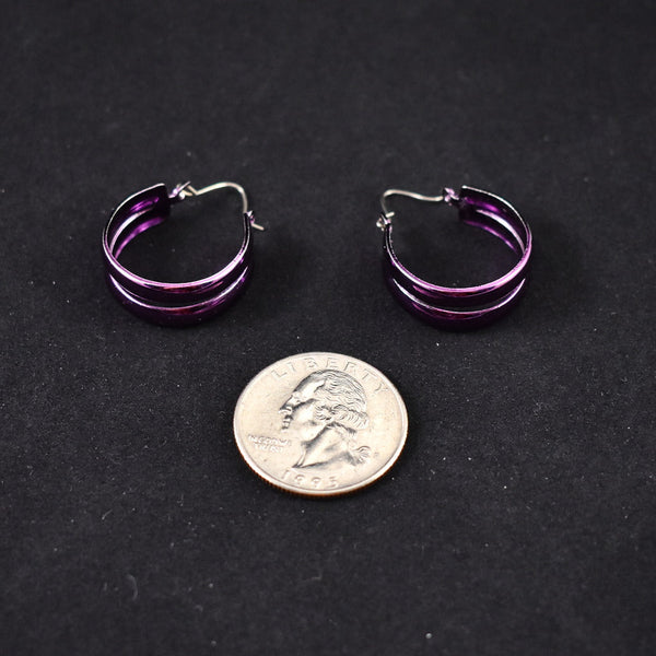 Purple Double Hoop Earrings Cats Like Us