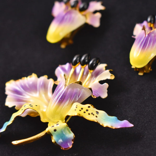 Purple Flower Enamel Set Cats Like Us