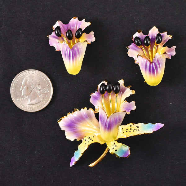 Purple Flower Enamel Set Cats Like Us