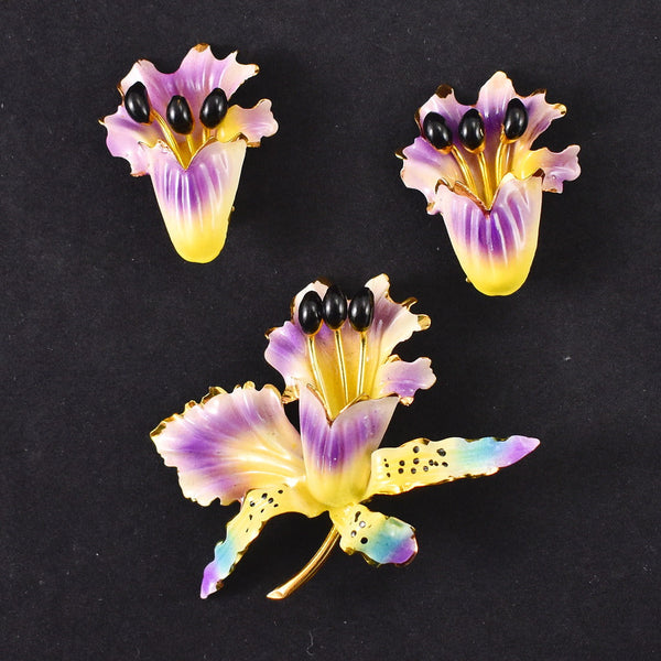 Purple Flower Enamel Set Cats Like Us