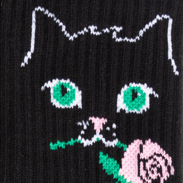 Cattitude Black Cat Ribbed Socks