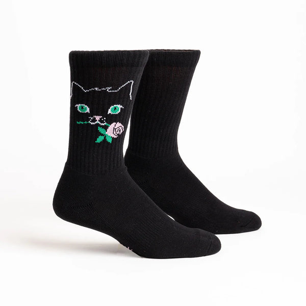 Cattitude Black Cat Ribbed Socks