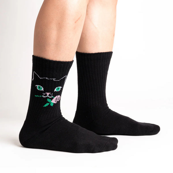 Cattitude Black Cat Ribbed Socks