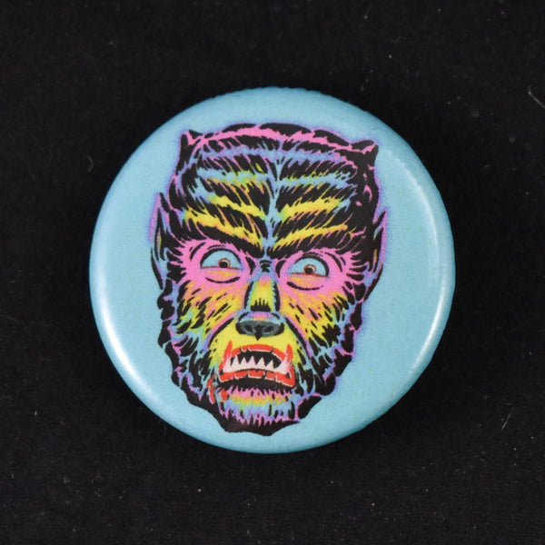 Rainbow Shock Wolf Button Pin Cats Like Us