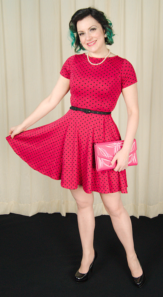 pink polka dot swing dress Elodie Polka Dot Swing Dress in Pink