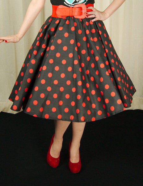 Red & Black Dot Circle Skirt Cats Like Us