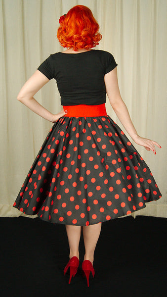 Red & Black Dot Circle Skirt Cats Like Us