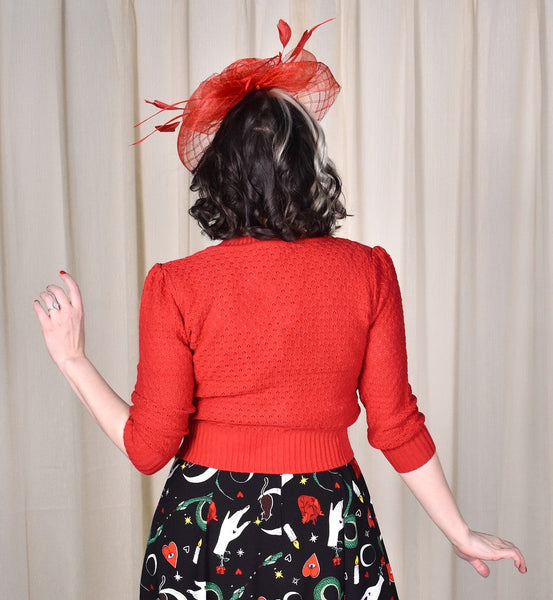 Red Cute Cropped Cardigan Cats Like Us