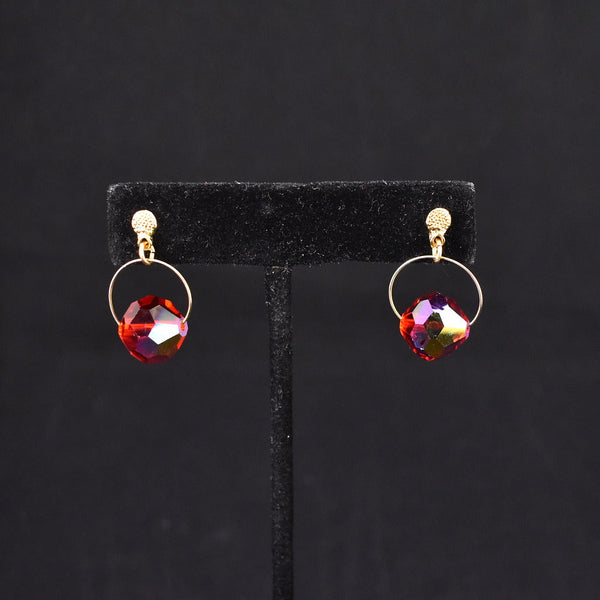 Red Faceted Loop Earrings Cats Like Us