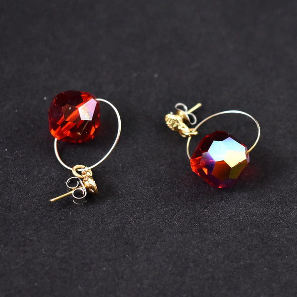 Red Faceted Loop Earrings Cats Like Us