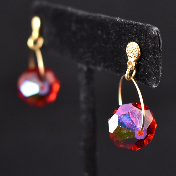 Red Faceted Loop Earrings Cats Like Us