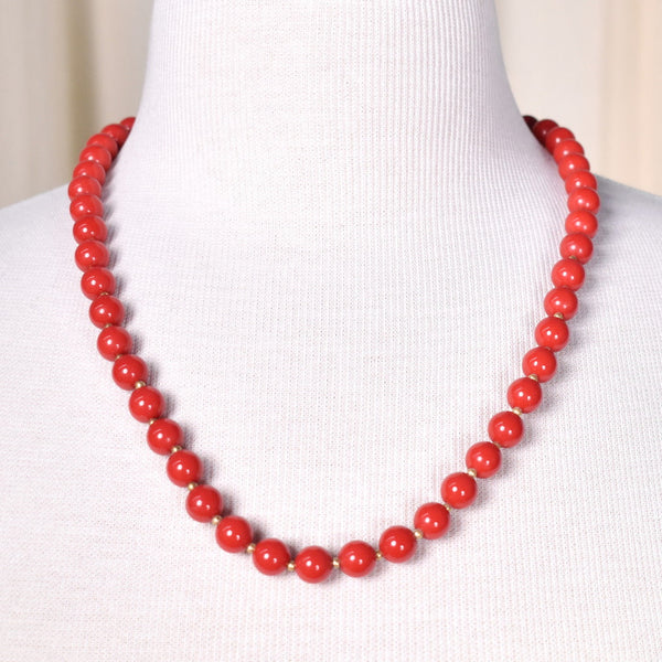 Red & Gold Spacer Bead Necklace Cats Like Us