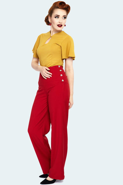 Red Heart High Waisted Pants Cats Like Us