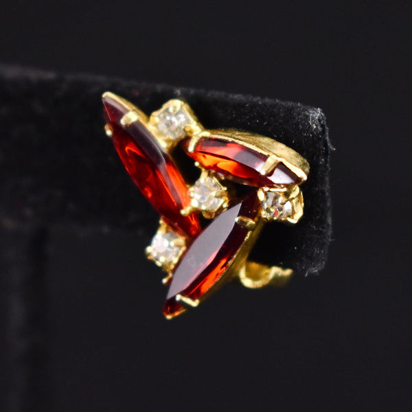Red Rhinestone Triangle Vintage Earrings Cats Like Us