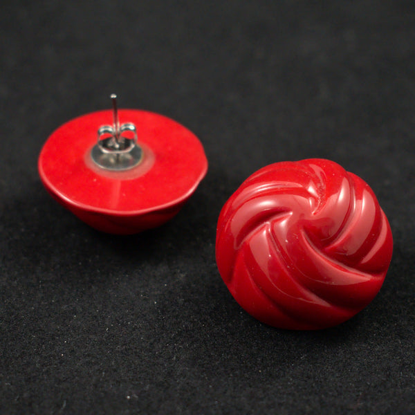 Red Swirl Dot Vintage Earrings Cats Like Us